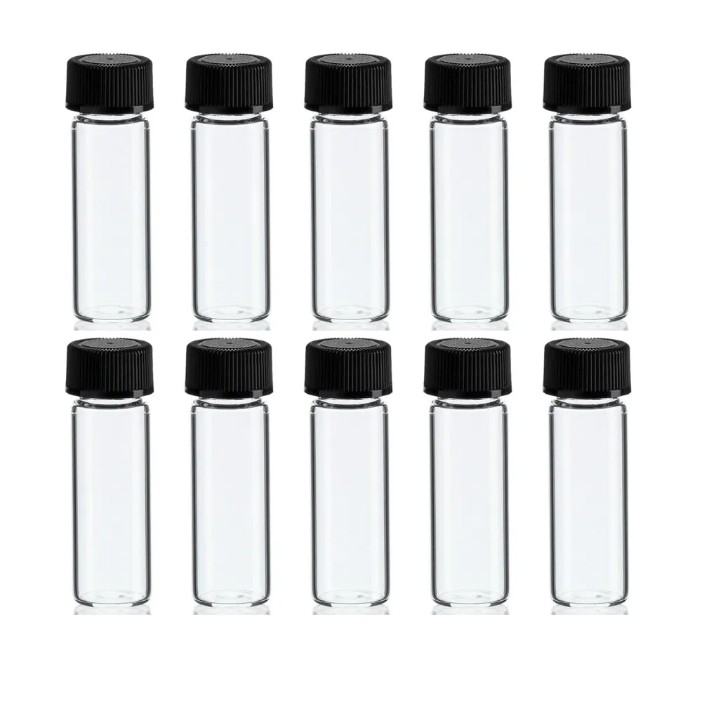 100 PC Mini Clear Glass Vial Bottles Caps Refillable Glass Essential Oils Bottle