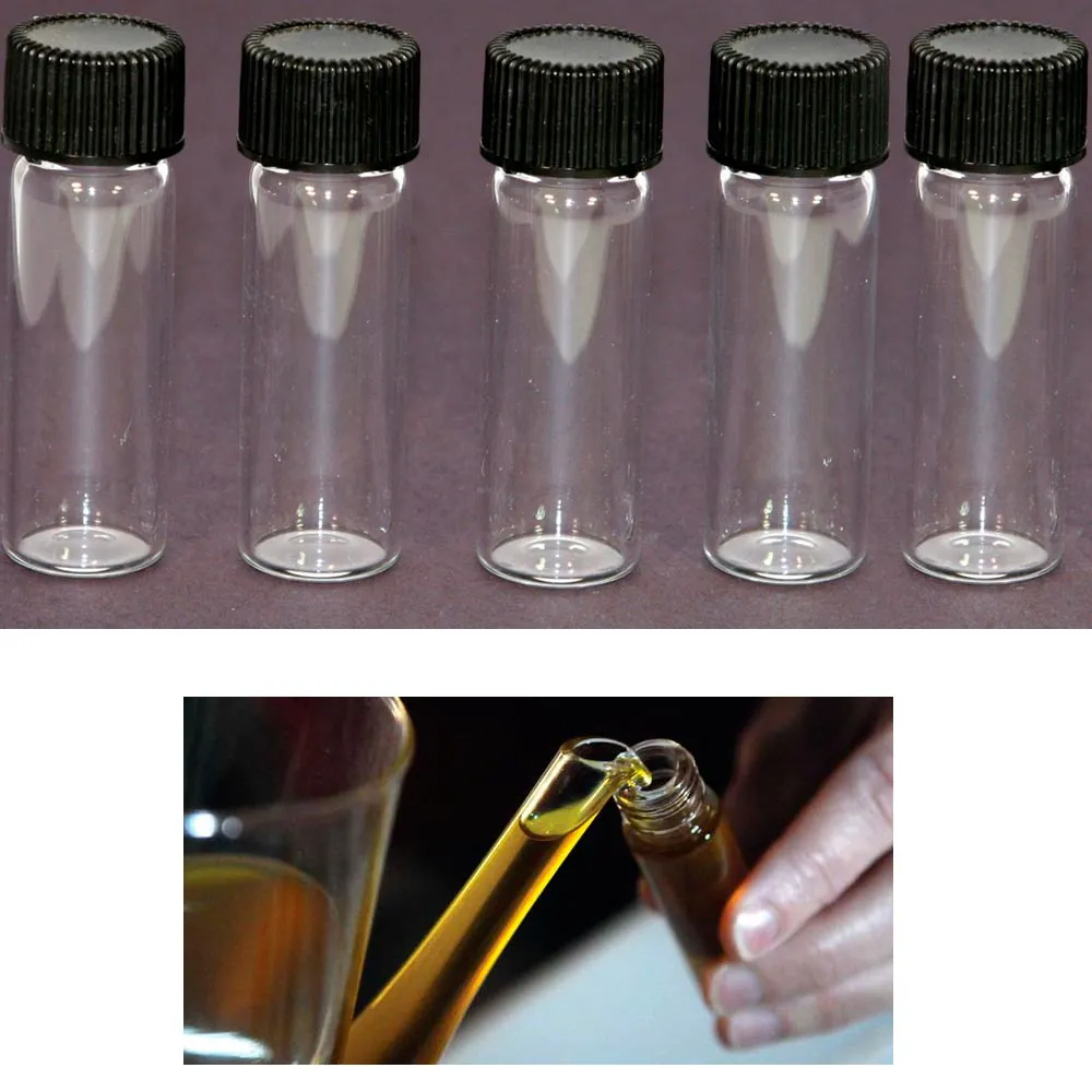 100 PC Mini Clear Glass Vial Bottles Caps Refillable Glass Essential Oils Bottle
