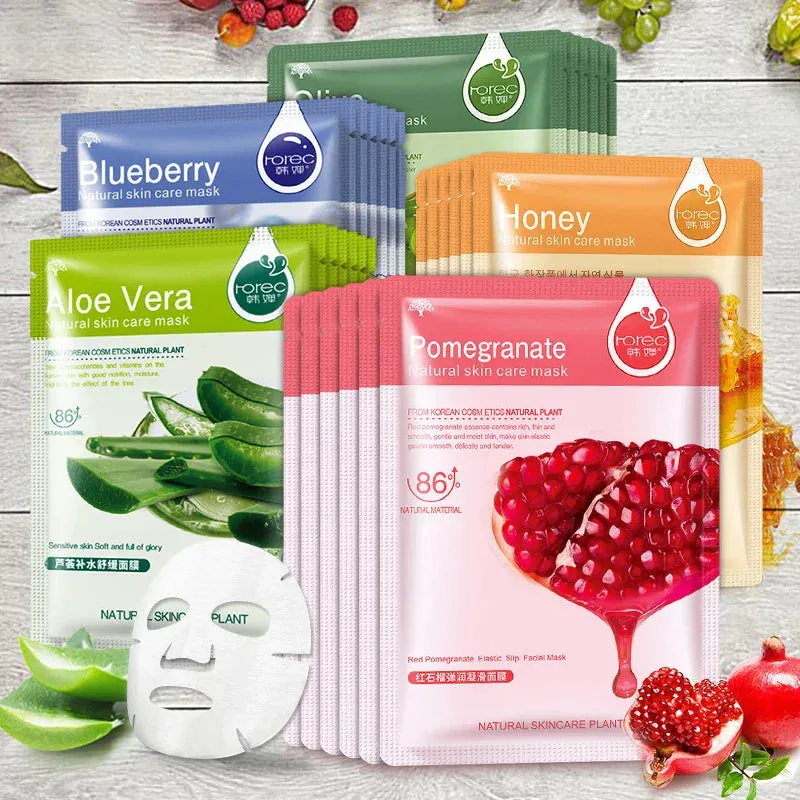 12 Piece Fruits Face Mask Set For Moisturizing & Firming
