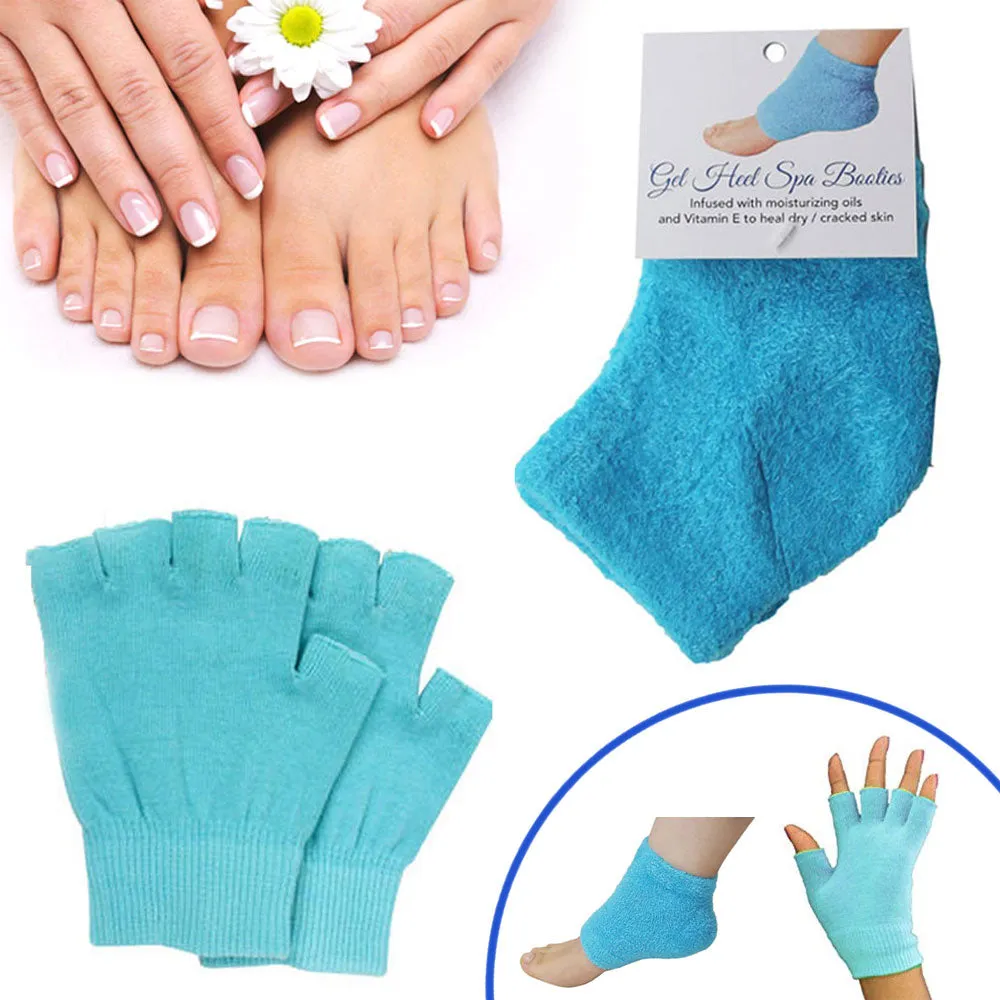 4 Pc Moisturizing Gel Spa Socks Gloves Set Repair Cracked Skin Heal Treatment