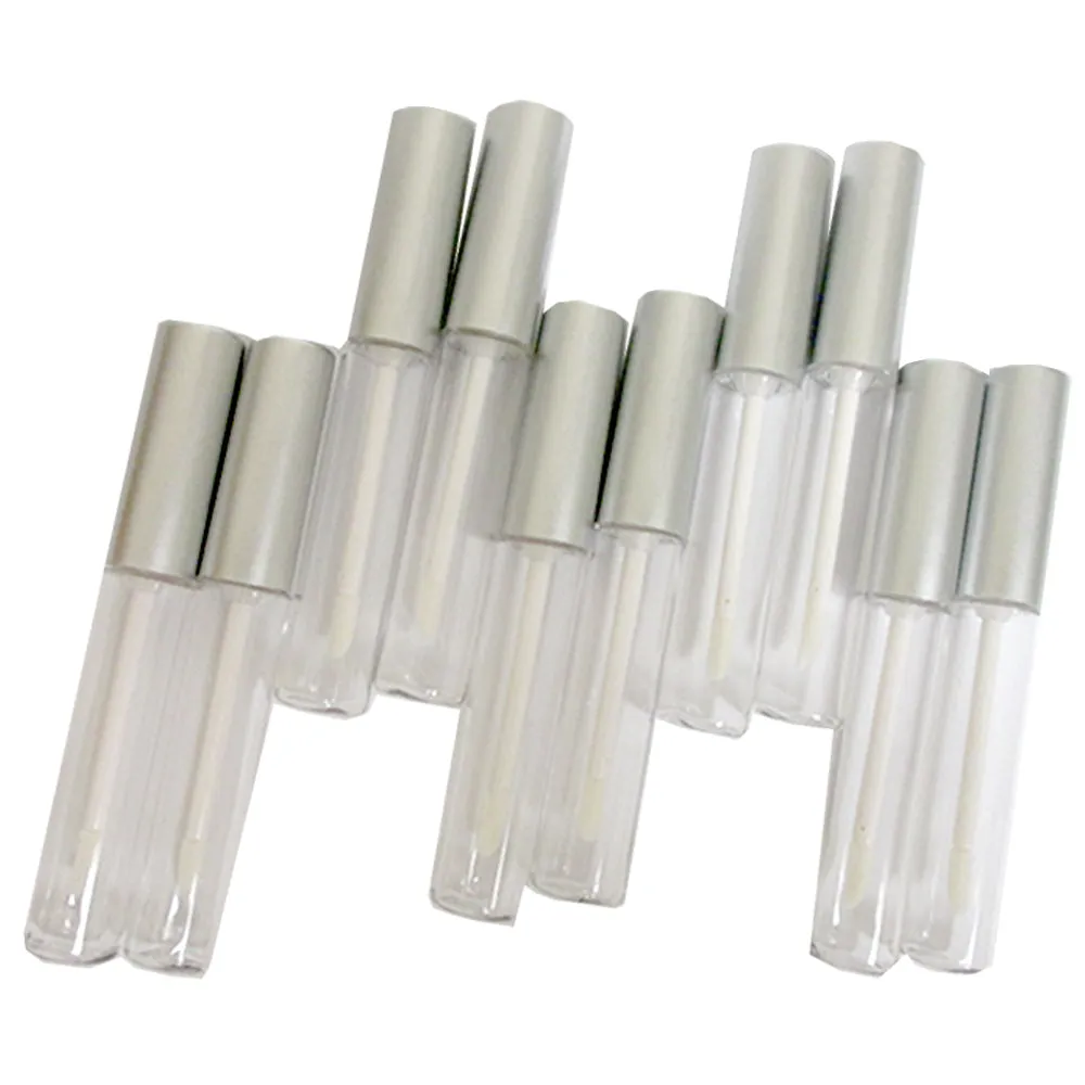 40 Silver Cap Plastic PET Lip Gloss Bottles 10ML Balm Container Clear Stopper