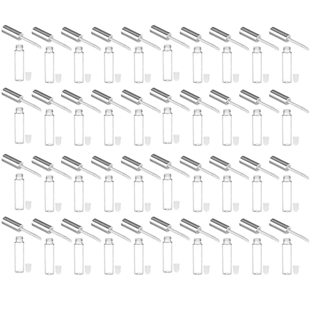 40 Silver Cap Plastic PET Lip Gloss Bottles 10ML Balm Container Clear Stopper