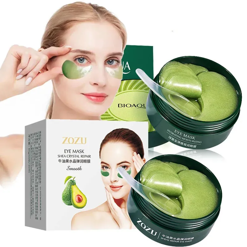 60 Piece Avocado Seaweed Collagen Eye Mask For Dark Circles & Bags