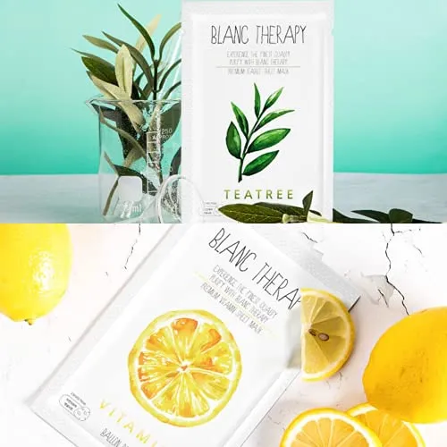 BALLONBLANC | Blanc Therapy Premium Sheet Masks | Relaxing Spa Self Care Gifts | Moisturizing Aloe and Vitamin, Skin Nutritional Korean Facial Masks for All Skin Types | 6 Masks