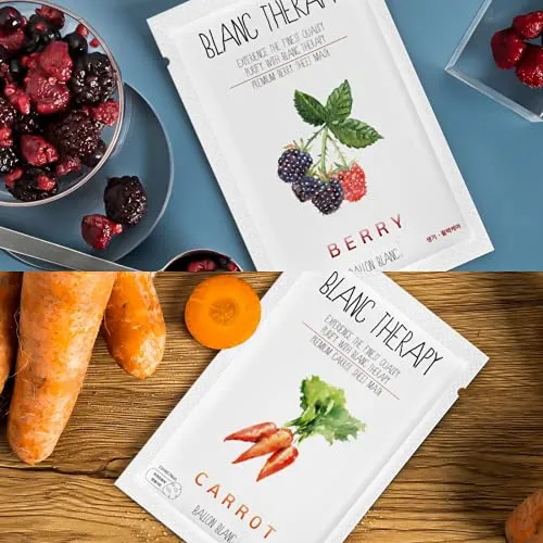 BALLONBLANC | Blanc Therapy Premium Sheet Masks | Relaxing Spa Self Care Gifts | Moisturizing Aloe and Vitamin, Skin Nutritional Korean Facial Masks for All Skin Types | 6 Masks