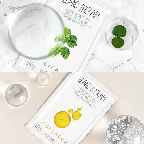 BALLONBLANC | Blanc Therapy Premium Sheet Masks | Relaxing Spa Self Care Gifts | Moisturizing Aloe and Vitamin, Skin Nutritional Korean Facial Masks for All Skin Types | 6 Masks