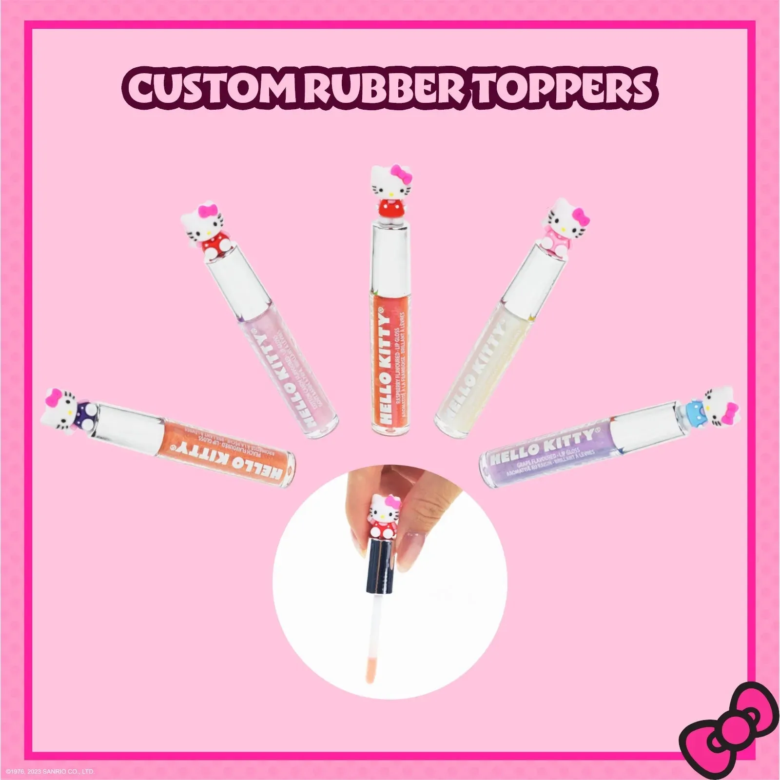 Hello Kitty 10 Pcs Plant Based Lip Gloss Makeup Set, Perfect Birthday Gifts for Girls Ages 3 