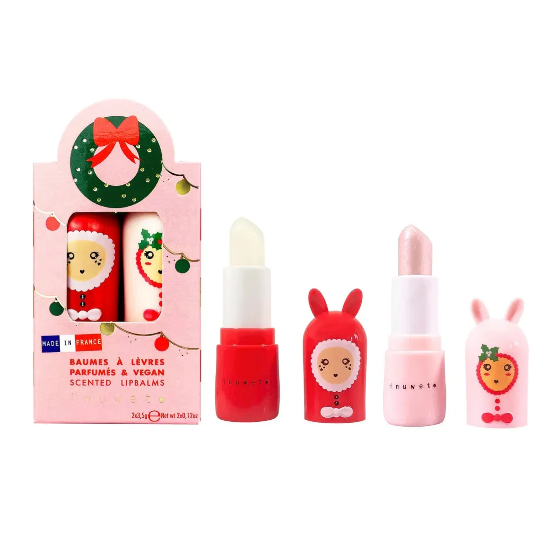 Inuwet - Duo Baumes à Lèvres - Mangue - Sucre D'orge || Inuwet - Lip Balm Duo - Mango - Candy Cane